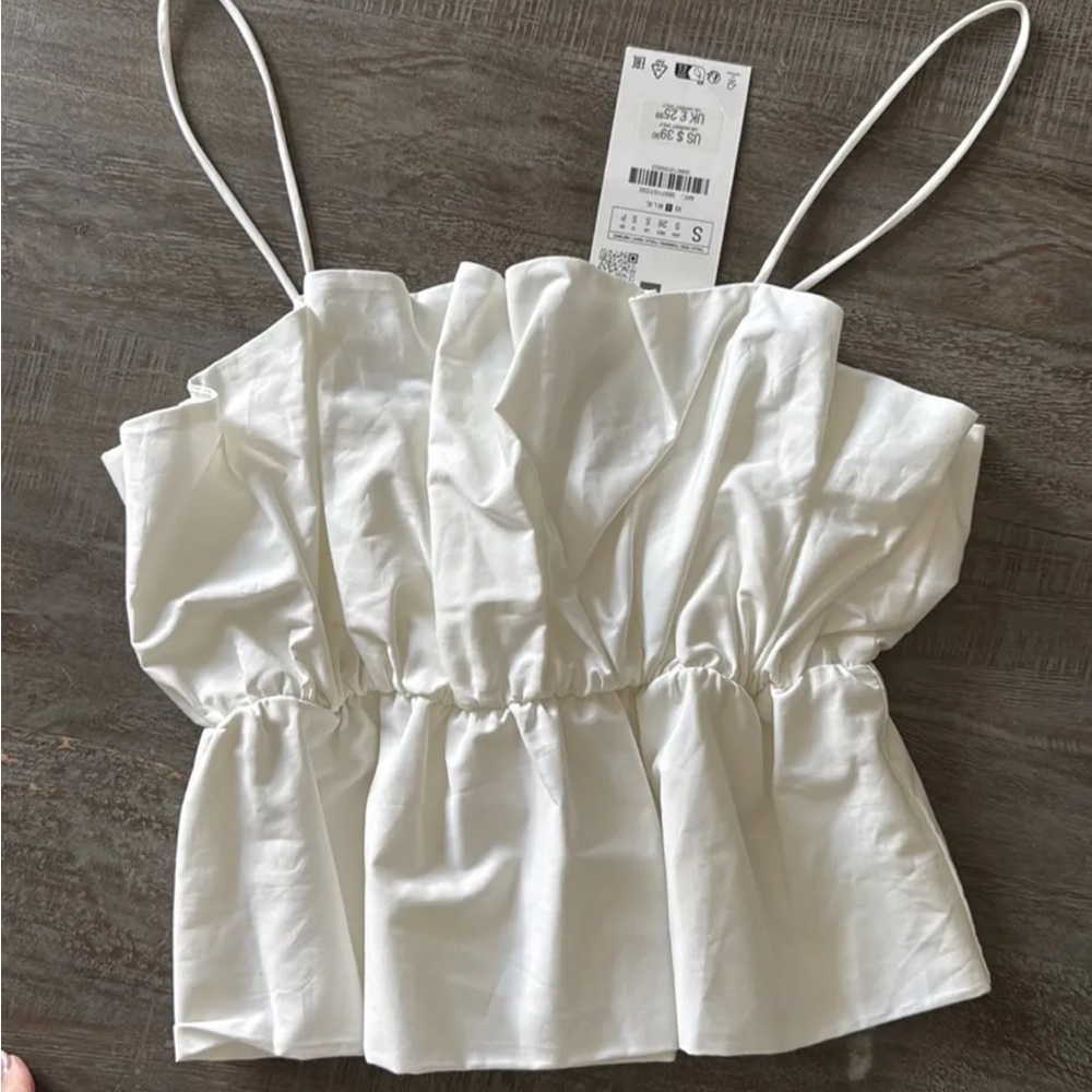 Zara Ivory Peplum Top